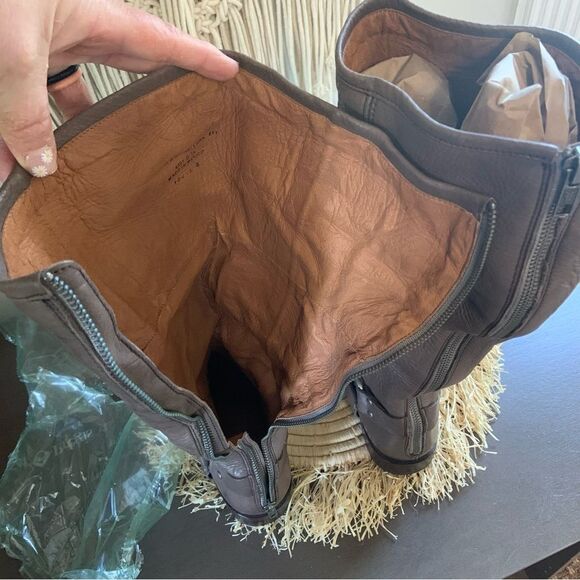 FRYE Women’s Phillip Harness Tall Zip Brown Leather Boots Size 9.5 - Picture 15 of 16